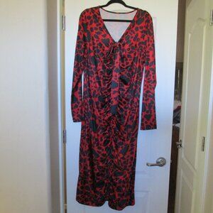 gathered seam leopard print dress